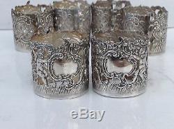 Excellent Set Of 6 Victorian Silver Glass Or Tot Holders, London And Hanau 1896