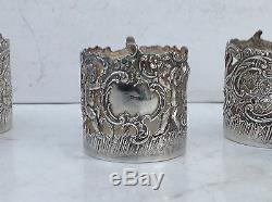 Excellent Set Of 6 Victorian Silver Glass Or Tot Holders, London And Hanau 1896