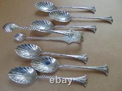 Excellent Victorian Sterling Silver Shell Spoons & Tongs 1891, Onslow Pattern