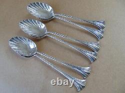 Excellent Victorian Sterling Silver Shell Spoons & Tongs 1891, Onslow Pattern