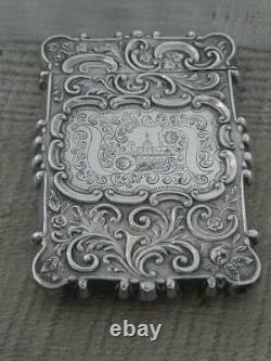 Exquisite Victorian Sterling Silver Card Case Trinity Church New York c1855