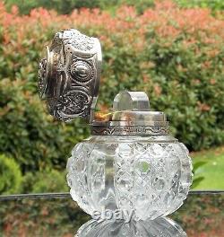 FABULOUS VICTORIAN John Grinsell SOLID SILVER MOUNTED GLASS SCENT-PERFUME BOTTLE