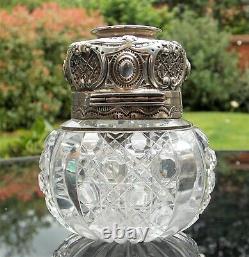 FABULOUS VICTORIAN John Grinsell SOLID SILVER MOUNTED GLASS SCENT-PERFUME BOTTLE
