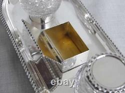 FINE ANTIQUE VICTORIAN SOLID STERLING SILVER DOUBLE INKSTAND STAMP HOLDER c. 1898