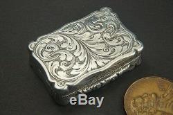 FINE QUALITY ANTIQUE ENGLISH EARLY VICTORIAN STERLING SILVER VINAIGRETTE c1849
