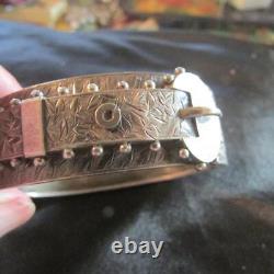 Fab Victorian Quality Solid Silver Engraved Buckle Bangle, Birm1884