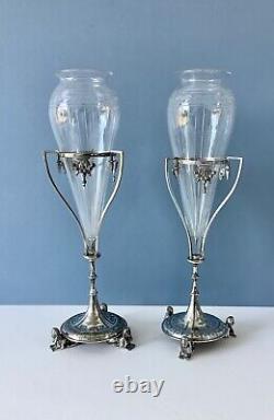 Fabulous Pair of Secessionist Silver Vases Victorian