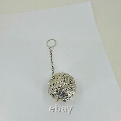 Fabulous Sterling Antique Tea Ball Infuser Blown Out Flowers Unknown Maker