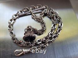 Fancy Link Antique Victorian Silver Pocket Watch Albert Chain Albertina Seal Fob