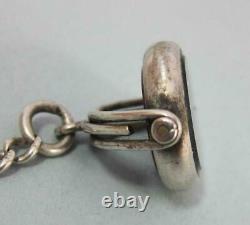 Fine Antique Solid Sterling Silver Double Albert Pocket Watch Chain & Swivel Fob
