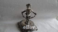 Fine Antique Victorian Repousse Sterling Silver Figural Cupid Candlestick