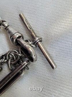 Fine Antique Victorian Silver Pocket Watch Albert Chain Albertina W Spinner Fob