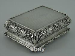 Fine Victorian Solid Sterling Silver Large Table Snuff Box Birmingham 1840