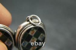 Finest Antique Victorian Enamel & Solid Silver Tiny Oval Locket Pendant Charm
