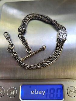 Finest Antique Victorian Solid Silver Pocket Watch Albert Chain Albertina