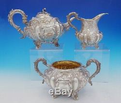 Francis David Dexter English Victorian Sterling Silver Tea Set 3pc (#3645)