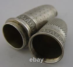 French Solid Silver Combination Needle Case Thimble Etui 1880 Sewing Needlework