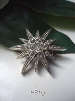 GL&Co 1890s Sublime Antique Victorian Diamond Paste Star Brooch Pendant Silver