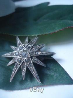 GL&Co 1890s Sublime Antique Victorian Diamond Paste Star Brooch Pendant Silver