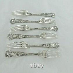 Good Antique Sterling Silver Set Of Six Fiddle Back Dessert Forks, London 1843