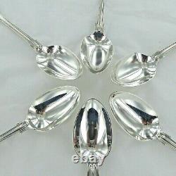Good Sterling Silver Set Of Six Fiddle Thread Dessert Spoons, London 1858