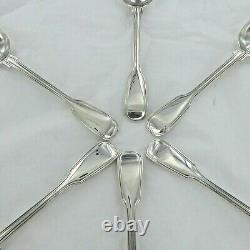 Good Sterling Silver Set Of Six Fiddle Thread Dessert Spoons, London 1858
