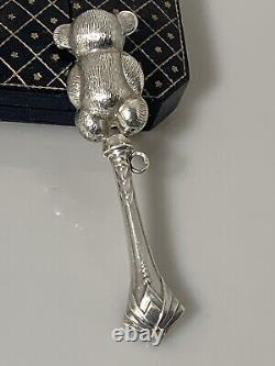Gorgeous Victorian English Sterling Silver Rabbit Baby Rattle