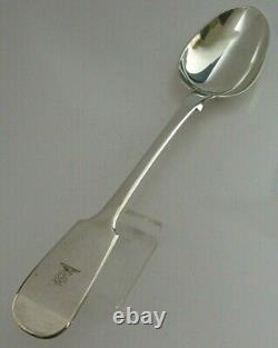 HEAVY 136g VICTORIAN 1856 FAMILY CRESTED STERLING SILVER BASTING SPOON ANTIQUE