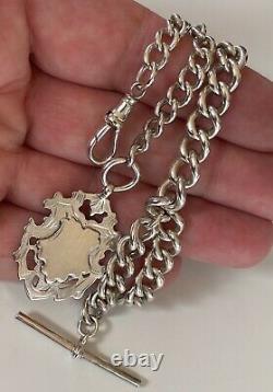 HEAVY LARGE Antique Solid silver Albert Pocket watch chain 49.6 GRAMS