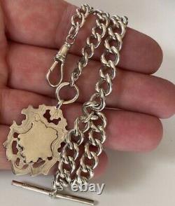 HEAVY LARGE Antique Solid silver Albert Pocket watch chain 49.6 GRAMS