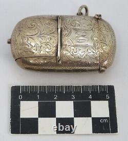Hallmarked silver vintage Victorian antique sovereign vesta case match safe box