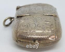 Hallmarked silver vintage Victorian antique sovereign vesta case match safe box