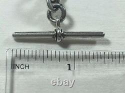 Heavy Antique Victorian 1900 Silver Albert Pocket Watch Chain & Fob Medal