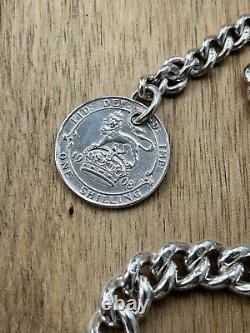 Heavy Antique solid silver Grad Victorian pocket watch Albert chain + fob 1907