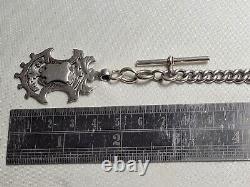 Heavy Duty Antique Victorian Sterling Silver Pocket Watch Albert Chain