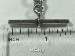 Heavy Victorian Silver Large Curb Link Albert Pocket Watch Chain & Fob Medal