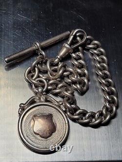 High Quality Antique Heavy Duty Sterling Silver Pocket Watch Albert Chain