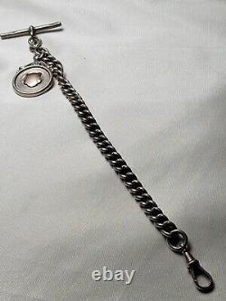 High Quality Antique Heavy Duty Sterling Silver Pocket Watch Albert Chain
