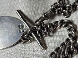 High Quality Antique Sterling Silver Pocket Watch Albert Chain