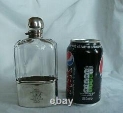 Hip Flask Victorian Cut Glass And Sterling Silver London 1895