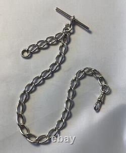 Hm Silver Antique Single Equal Linked Albert Chain 1899'henry Williamson