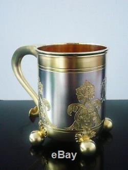 Immaculate Silver Gilt Tankard Mug, Samuel Smily, London 1870, Top Quality