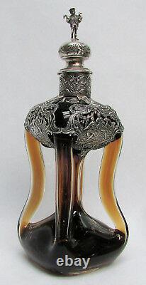 Incredible Silver & Crystal Antique German Hour Glass Decanter