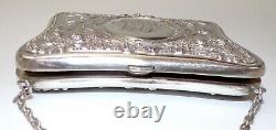 Incredible Sterling Silver Dance Purse. Repousse Hallmarked Inside Compartments