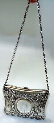 Incredible Sterling Silver Dance Purse. Repousse Hallmarked Inside Compartments