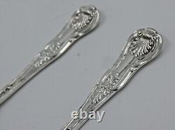 Irish Antique Silver Pair Mustard Spoons Solid Sterling Kings Pattern Shell Back