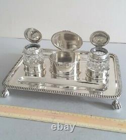 LARGE, IMPRESSIVE VICTORIAN ANT. SOLID SILVER INK- STAND. 1,353gms. LON. 1898