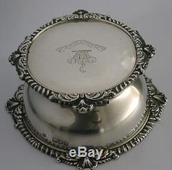 LARGE SOLID SILVER CRESTED INKWELL 1899 550g VERY INTERESTING ENGLISH ANTIQUE
