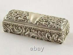 LOVELY ANTIQUE VICTORIAN SOLID STERLING SILVER RING TRINKET BOX CHESTER 1899 46g
