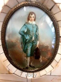 LOVELY VICTORIAN FRAMED PORTRAIT MINIATURE BLUE BOY after Gainsborough SIGNED